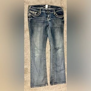Maurices Blue Straight Leg Jeans with Distressed Details